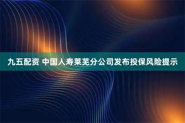 九五配资 中国人寿莱芜分公司发布投保风险提示